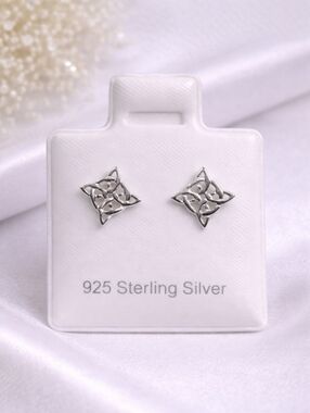 Witch Knot Celtic Stud Earrings 925 Sterling Silver Arete Nudo De Bruja 8.5mm